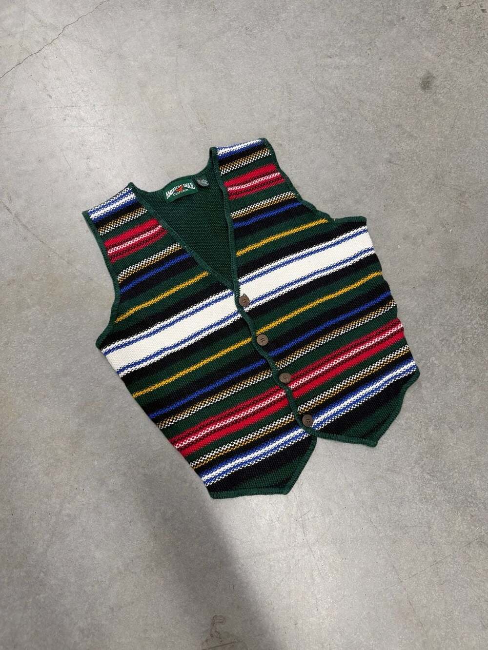 Vintage 80s/90s American Eagle Outfitters Striped Knit Button-Up Sweater Vest M